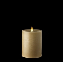 Liown - Moving Flame - Flameless LED Candle - Indoor -  Chalky Finish - Light Taupe Unscented Wax - Flat Top - Remote Ready - 3.5" x 5"