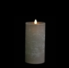 Liown - Moving Flame - Flameless LED Candle - Indoor -  Chalky Finish - Light Grey Unscented Wax - Flat Top - Remote Ready - 3.5" x 7"