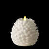 Liown - Moving Flame - Flameless LED Candle - Indoor -  Pine Cone Shaped - White Unscented Wax w/ Glitter - Flat Top - Remote Ready - 4.5" x 4.5"