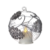 Liown - Pinecone Ornament With Non-Moving Flame LED Tealight - 3.5-Inch Diameter Glass Globe - Remote Ready