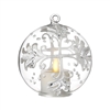 Liown - Snowflake Ornament With Non-Moving Flame LED Tealight - 3.5-Inch Diameter Glass Globe - Remote Ready