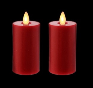 Liown - Moving Flame - Flameless LED Candles - Pair of 2-Inch x 3.5-Inch Votives - Indoor - Real Red Unscented Wax - Remote Ready