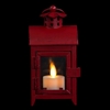 Liown - Flameless LED Tealight Candle Lantern - Red Rustic Metal - 3" Square x 6" Tall