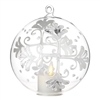 Liown - Snowflake Ornament With Non-Moving Flame LED Tealight - 5-Inch Diameter Glass Globe - Remote Ready