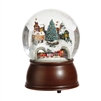 RAZ Imports - 6.5" Wind Up Musical House and Rotating Train Water Snow Globe - Plays "Over the River and Through the Woods"