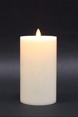 Avalon - Flat Top Moving Flame - Flameless LED Candle - Indoor - Unscented Frosted Ivory Wax - Remote Ready - 3.5" x 7"