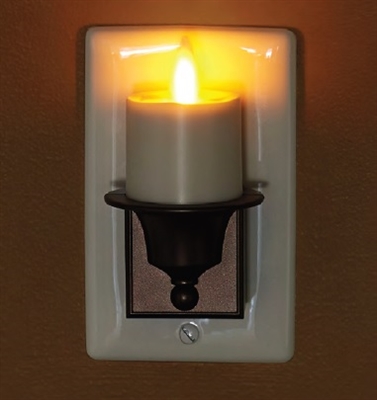 Avalon Moving Flame - Automatic Flameless LED Tealight Plug-In Night Light - Indoor - Ivory & Brown ABS