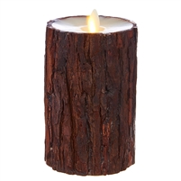 Liown - Moving Flame - Flameless LED Candle - Indoor -  Cedar Wrapped - Ivory Unscented Wax - Flat Top - Remote Ready - 3.5" x 6"