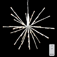 RAZ Imports - 18" White Glittered Starburst with 80 Warm White LED Lights and Remote Control