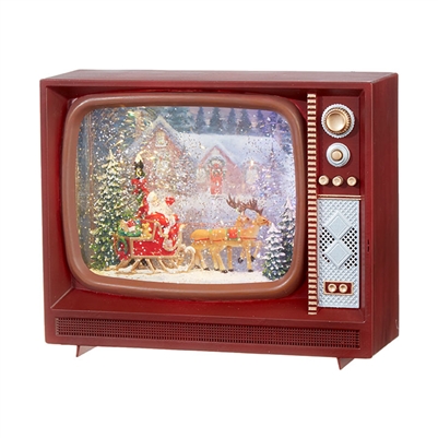 RAZ Imports - 10" Santa and Reindeer Lighted Water TV