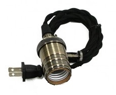 The Light Garden - 54" Black Braided Hanging Cord with Rotary On/Off Switch