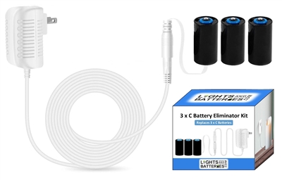 3 x C Battery Eliminator Kit (White)