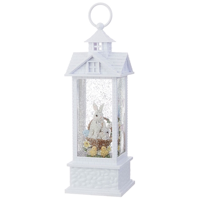 RAZ Imports - 11" Bunnies in Basket Lighted Water Gazebo - Lighted Water Lantern