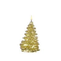 Uyuni - Flameless LED Candles - Christmas Tree Shape - 4-Inch x 7-Inch - Metallic Gold Wax - Remote Ready