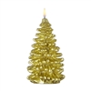 Uyuni - Flameless LED Candles - Christmas Tree Shape - 4.25-Inch x 8-Inch - Metallic Gold Wax - Remote Ready