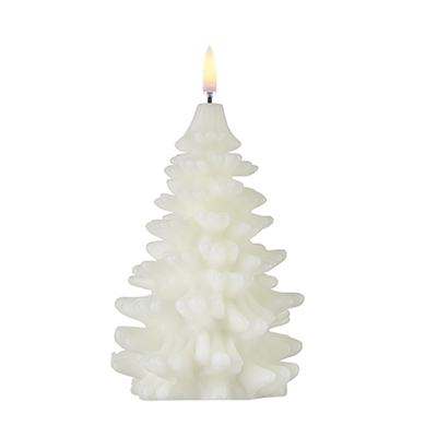 Uyuni - Flameless LED Candles - Christmas Tree Shape - 4-Inch x 7-Inch - Nordic White Wax - Remote Ready