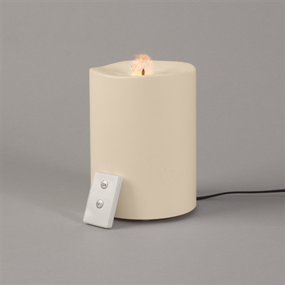 Everlasting Glow - Fountain Flame Wavy Edge Resin - Flameless LED Candle - Indoor - Ivory - 4" x 6" - Remote Ready