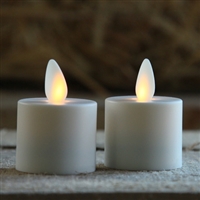 Mystique - Flameless LED Tealights - Pair of 1.5-Inch x 1.25-Inch Tealights - Ivory ABS Plastic
