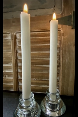 Radiance - By The Light Garden - Pair of 1" x 10" Tapers - Realistic LED Flame Effect - Indoor - Unscented Ivory Smooth Wax Finish - Remote Ready
