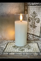 Radiance - Simply Ivory Clear Glass Pillar Candle - Poured Wax - Realistic LED Flame Effect - Indoor - Unscented Wax - Remote Ready - 2" x 5"