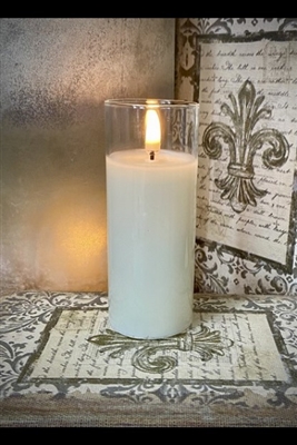 Radiance - Simply Ivory Clear Glass Pillar Candle - Poured Wax - Realistic LED Flame Effect - Indoor - Unscented Wax - Remote Ready - 2" x 5"