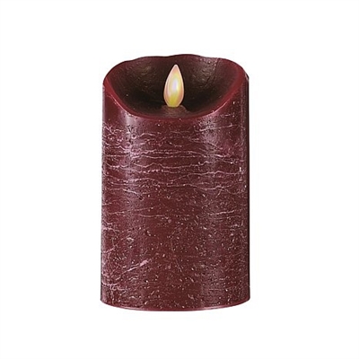 Mystique - Flameless LED Candle - Indoor - Wax - Distressed Burgundy - 3.5" x 5"