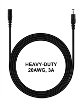 6.5-ft Power Extension Cable - HEAVY-DUTY - 20AWG - 3A - 5.5mm x 2.1mm Barrel Connectors - Works with Battery Eliminator Kits