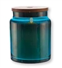 LightLi by Liown - Moving Flame LED Candle - Blue Glass Jar w/ Wooden Lid - Vanilla Scented Ivory Wax - Bluetooth App & Remote Ready - 4" x 5.5"
