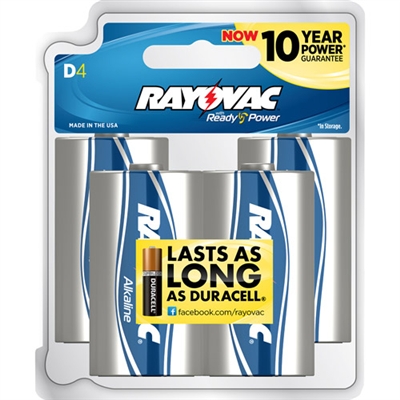 Rayovac - D - 1.5V - Ready Power Alkaline Battery - 4-Pack