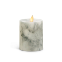 Luminara - Flameless LED Candle - Unscented White Marble Wax - Indoor - Remote Ready - 3.25" x 4.5"