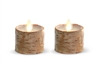 Luminara - Flameless LED Tealights - Set of 2 x 1.9-Inch x 2-Inch Battery Operated Tealights - Birch Wrapped - Ivory Wax - Remote Ready