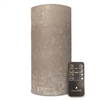 iLLure Artisan Collection - Flameless LED Pillar Candle - 3D Flame w/ Inner Glow - Indoor - Unscented Flint Grey Distressed-Texture Wax - Remote Included - 4" x 10"