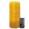 iLLure Artisan Collection - Flameless LED Pillar Candle - 3D Flame w/ Inner Glow - Indoor - Unscented Pure Honey Distressed-Texture Wax - Remote Included - 4" x 10"