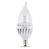 Feit Electric - LED Bulb - Clear Candelabra Flame Tip - E12 Base - 60W Equivalent - 3000K Warm White - 500 Lumens - Dimmable