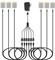 Luminara Set of 6 Rechargeable Moving Flame LED Tealight Candles - Ivory ABS - AC/DC Wall Power Adapter & Charging Cables Included - Remote Capable