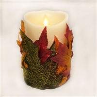 Flameless Candle Cuff - Fabric - Fall Leaves - For 3.5-Inch x 5-Inch Flameless Candles