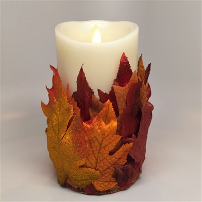 Flameless Candle Cuff - Fabric - Fall Leaves - For 3.5-Inch x 7-Inch Flameless Candles
