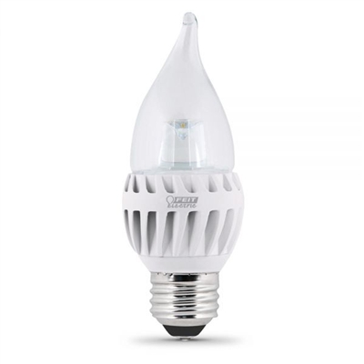 Feit Electric - LED Bulb - Clear Candelabra Flame Tip - E26 (Medium) Base - 60W Equivalent - 3000K Warm White - 500 Lumens - Dimmable