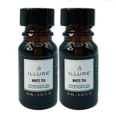 iLLure Fragrance Oils For iLLure Diffuser Pillar Candle - 2 x 0.34 Fluid Ounce Bottles - White Tea