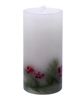 Gift Essentials - Wax LED Candle Fountain - White Wax With Embedded Holly Berries - 4" x 8" - Remote Control