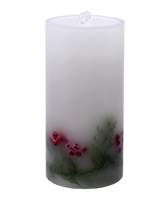 Gift Essentials - Wax LED Candle Fountain - White Wax With Embedded Holly Berries - 4" x 8" - Remote Control