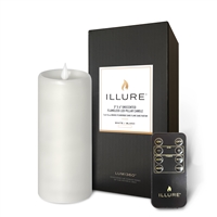 iLLure - Flameless LED Pillar Candle - 3D Flame w/ Inner Glow - Indoor - Unscented White Wax - Remote Included - 3" x 6"