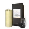 iLLure - Flameless LED Pillar Candle - 3D Flame w/ Inner Glow - Indoor - Unscented Ivory Wax - Remote Included - 3" x 6"