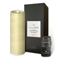 iLLure - Flameless LED Pillar Candle - 3D Flame w/ Inner Glow - Indoor - Unscented Ivory Wax - Remote Included - 3" x 8"