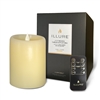 iLLure - Flameless LED Pillar Candle - 3D Flame w/ Inner Glow - Indoor - Unscented Ivory Wax - Remote Included - 4" x 5"