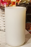 Fantastic Craft Candle Water Fountain - White Wax - Raised Vertical Ribs - 4.375" x 8" - Remote Control Included