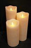 Fantastic Craft - Set of 3 Moving Flame LED Wax Pillars - Cream-Colored Wax - 4" x 8", 10" & 12" - Remote Included