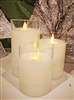 Fantastic Craft - Set of 3 Moving Flame LED Glass Pillars - Clear Glass & Cream-Colored Wax - 3" x 5", 6" & 7" - Remote Included