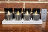 Fantastic Craft - Set of 4 Wireless Rechargeable Flameless LED Glass Votives with Charging Base - Smoke Colored Glass & Wax - 2" x 3" - Remote Included