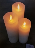 Fantastic Craft - Set of 3 Moving Flame LED Wax Pillars - Cream-Colored Wax - 2" x 5", 6" & 7" - Remote Included
